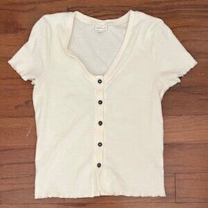 Self E Button Down Ribbed T-Shirt